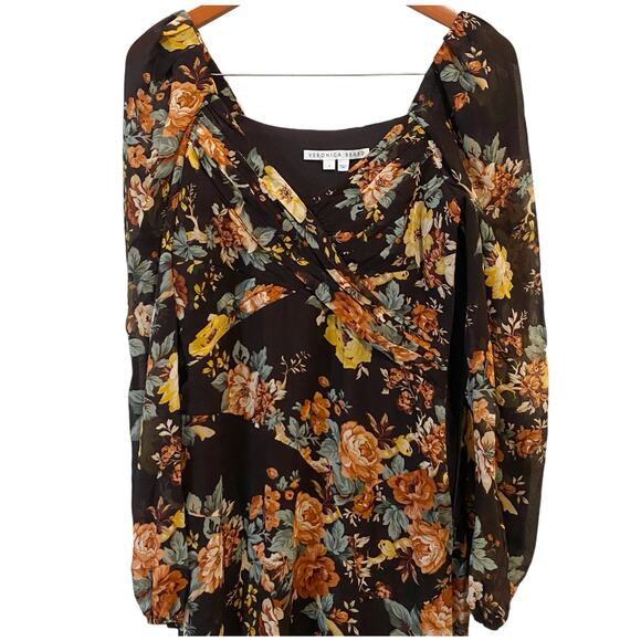 Veronica Beard Avani Floral Maxi Dress US 4 Brown 100% Silk Formal Gown Roses - Picture 8 of 15